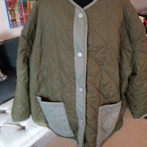 UGG AMILEA  REVERSIBLE  FAUX FUR QUILTED OVERSIZED JACKET OLIVE GREEN NWOT